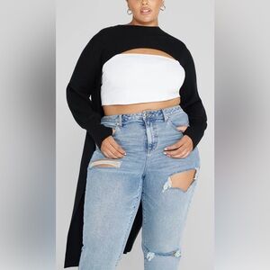 Womens black cutout ribbed knit sweater